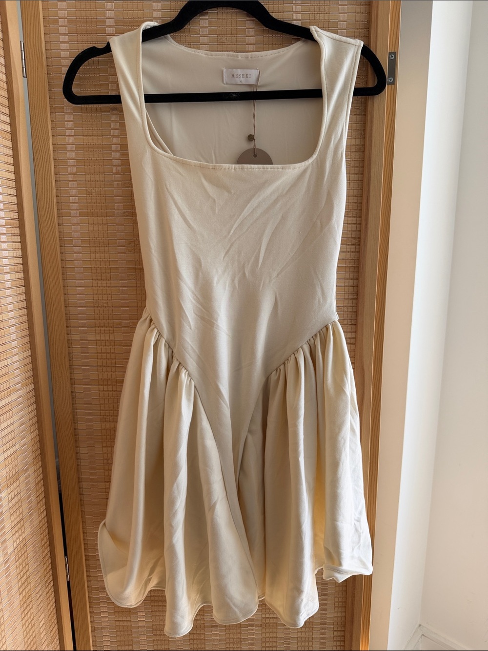 Meshki Sharon Sleeveless Square Neck Cream Dress - Picture 6 of 7